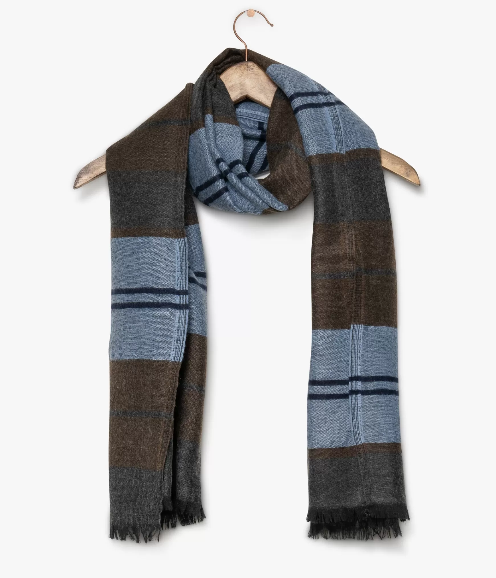 Foulards>Bocage ECHARPE REMI KAKI ET BLEU Vert